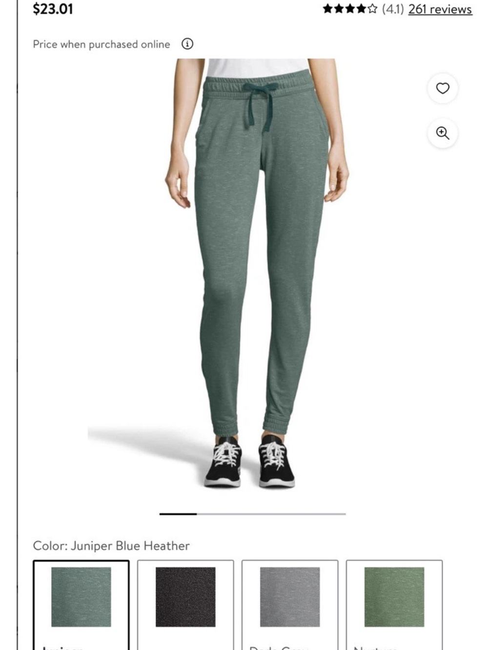 Hanes Juniper Blue Heather Women's French Terry Joggers